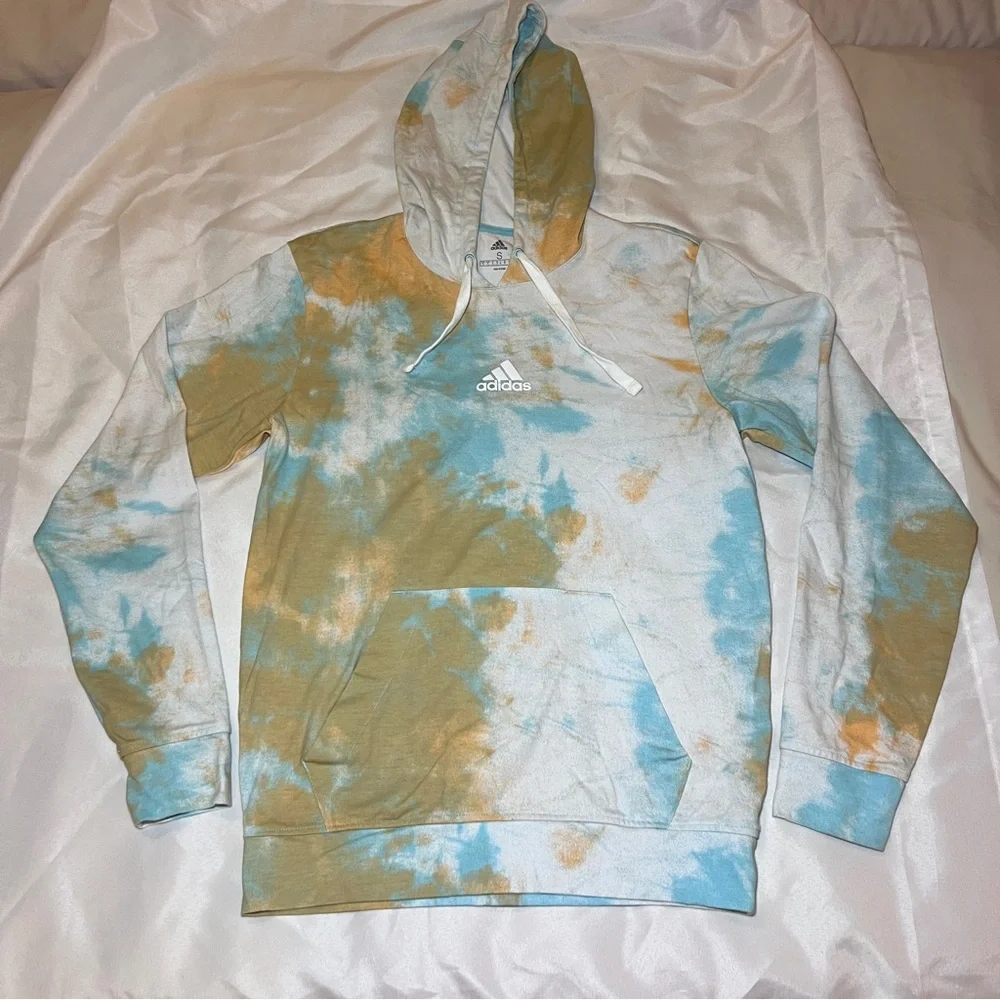Adidas Men's Tie-Dye‎ Hoodie in Blue and Orange Small